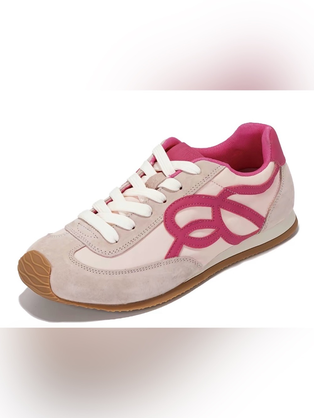 Women’s Pink Cream Lace-Up Fashion Sneakers - Picture 3 of 13